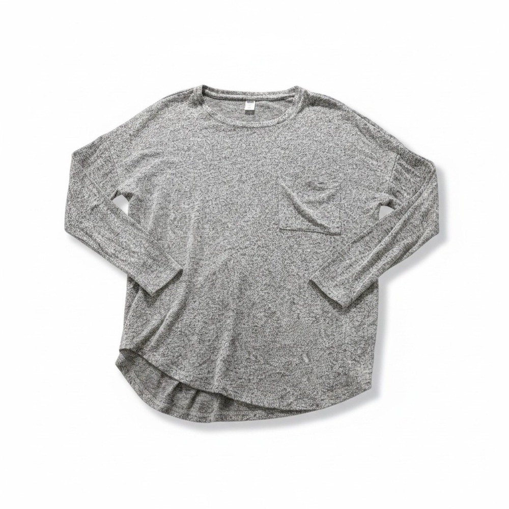 Old Navy Womens S Gray Long Sleeve Pocket T-Shirt Casual Cozy Top